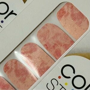 New Color Street “Blushing Rose Quartz” Soft Pink Marbled Shimming Nail Strips